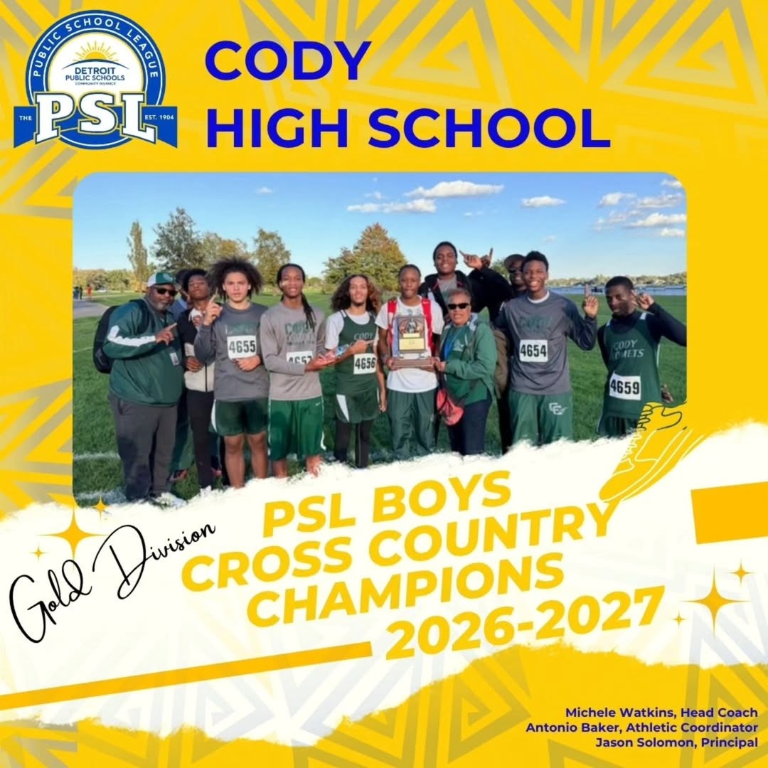 Cody boys cross country team and coaches holding the PSL Gold Division championship trophy