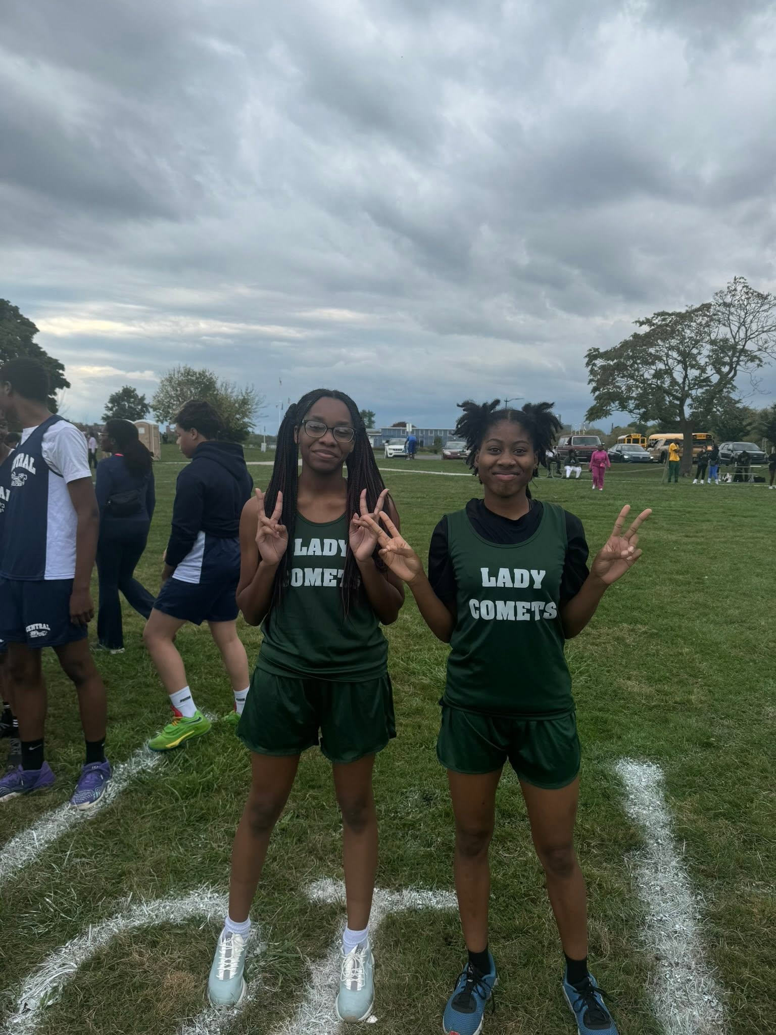 Lady Comets pride at the cross country line